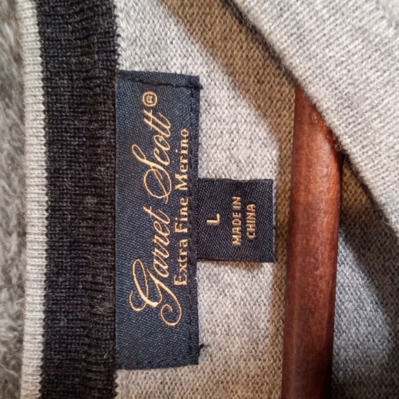 Garret Scott Extra Fine Merino Wool V Neck Long Sleeve Mens Large - Picture 2 of 8